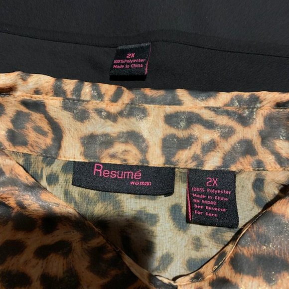 Resume' Animal Print Sheer Blouse W/ Blk Tank - Picture 8 of 8